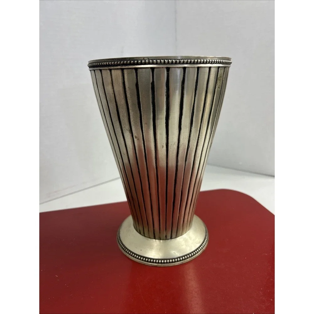 VTG‎ Trumpet Vase Silver Plate Over Copper Heavy 9